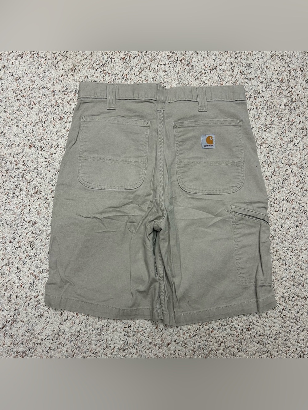 Carhartt Rigby Canvas Short 32x10 Tan Utility Pocket Relaxed Stretch Relaxed Fit